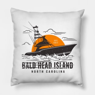 Vintage Fishing Boat Vacation to Bald Head Island, North Carolina Pillow