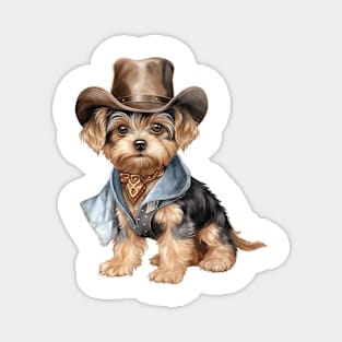 Cowboy Yorkshire Terrier Dog Magnet