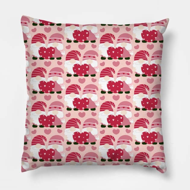 Cute Valentines Day Heart Gnome Lover Pillow by jodotodesign