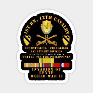 1st Bn 12 Cav - 1st Cav - Invasion Leyte - Phil - WWII w PAC SVC Magnet