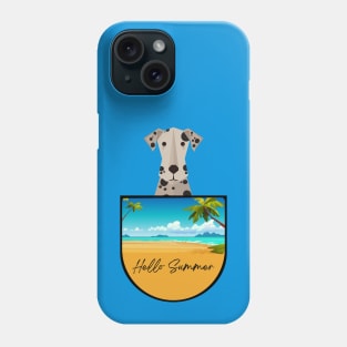 Dalmatian Dog in Beach Pocket with Hello Summer Sign Phone Case