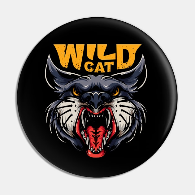 Wild Cat Illustration Pin by Mako Design 