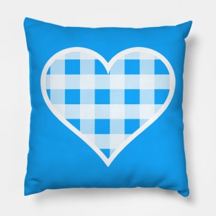 Bright Blue and White Buffalo Plaid Heart Pillow