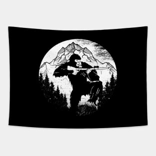 Bigfoot Mountains Funny Hunting Tapestry