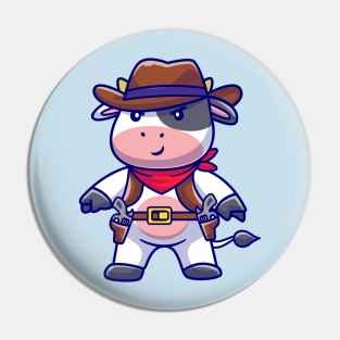 Cute Cow Cowboy Cartoon Pin