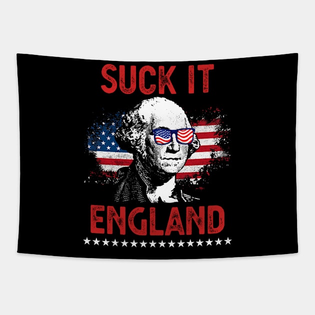Funny Suck It England 4th of July George Washington 1776 Men Tapestry by mo designs 95