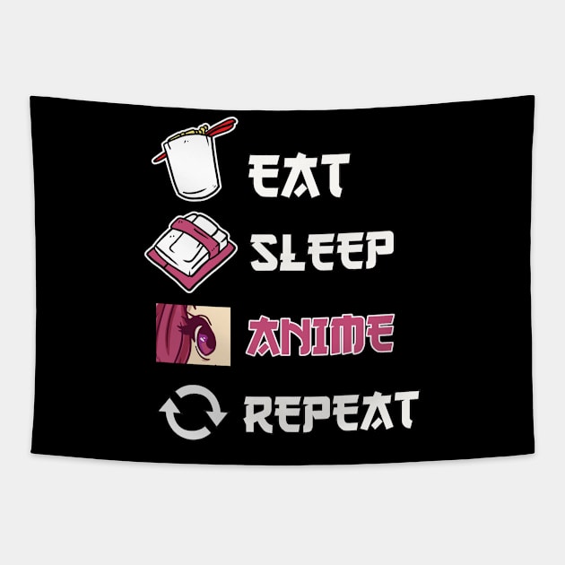 Eat Sleep Anime Repeat Anime Merch Ramen Otaku Gift Anime Tapestry by TheTeeBee