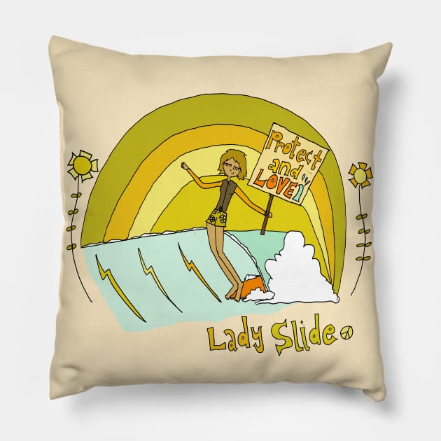 sea lovers and lady sliders // retro surf art by surfy birdy Pillow by surfybirdy