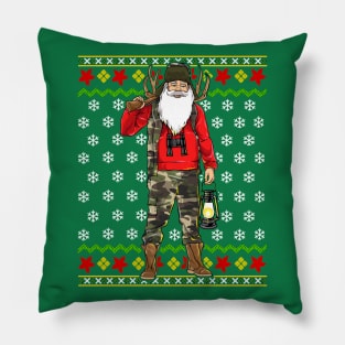 Santa Claus Hunter Ugly Christmas Sweater Pillow