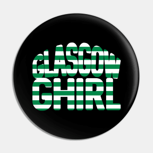 GLASGOW GHIRL, Glasgow Celtic Football Club Green and White Hooped Text Design Pin