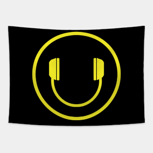 DJ HEADPHONES SMILEY FACE Tapestry