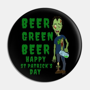 Happy St Patrick's Day Zombie Pin