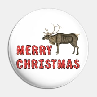 Merry Christmas with Reindeer Colorful Illustration Pin