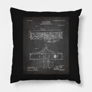 Wright Brothers Airplane Patent - Aviation History Art - Black Chalkboard Pillow