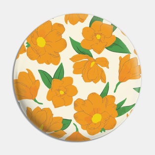 Bright orange magnolias pattern Pin