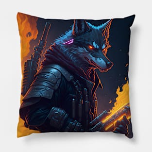 Wolf's Neon Rebellion Pillow