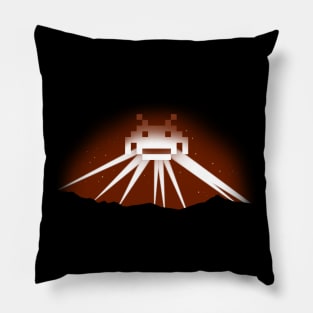 Retro Gamer Vintage UFO Aliens Battle of Los Angeles Parody Pillow