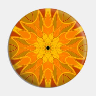 Cartoon Mandala Flower Yellow Orange and Red Pin