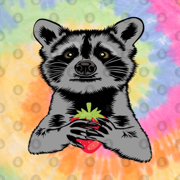 Begging Raccoon With Strawberry by Miozoto_Design