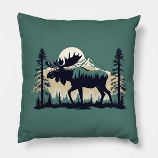 Wildwood Wanderer - A Moose in the Mountains Pillow