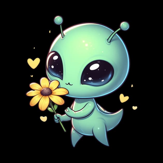 Cute little Alien With Yellow Flower by AhmedPrints