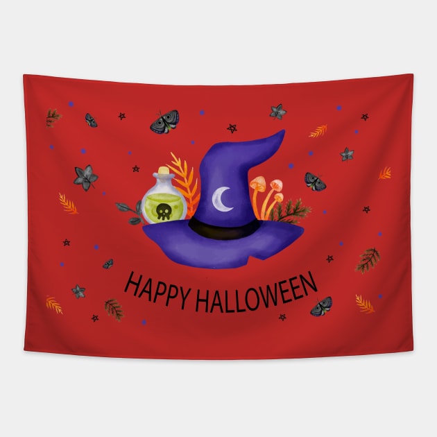 Happy Halloween Tapestry by Mako Design 