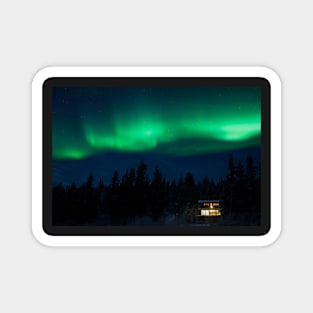 Taiga home under Northern Lights Aurora borealis Magnet