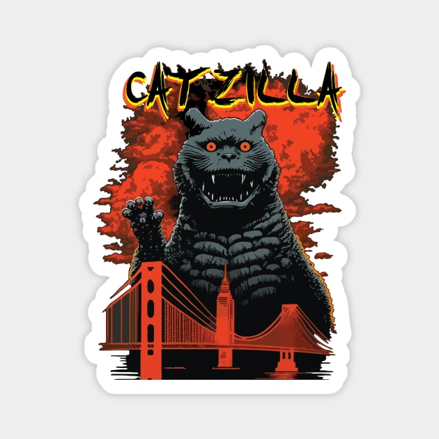 Catzilla Funny Cat Magnet by vectrus