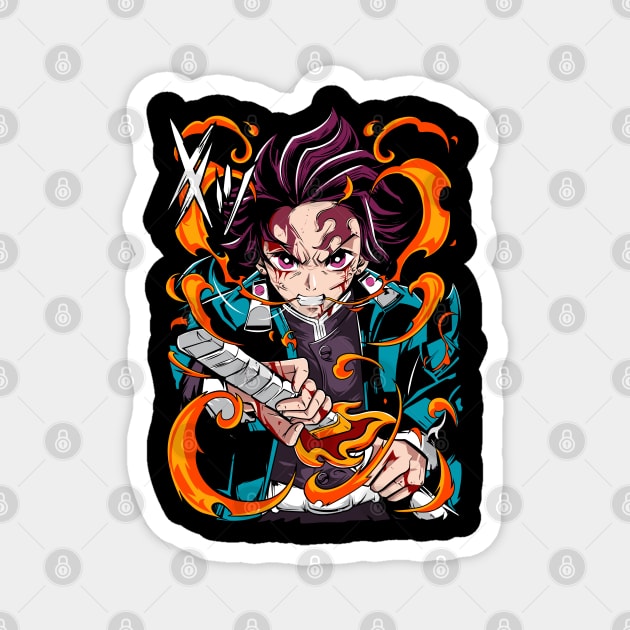 Demon Slayer Tanjiro Kamado Breathing Stance Magnet by Otaku Vibes