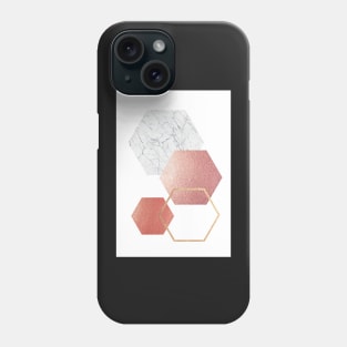 Geometric hexagon Modern wall art Pink/marble Phone Case