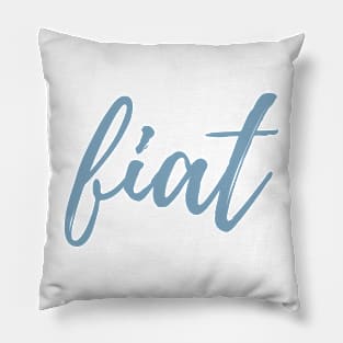 Virgin Mary's Fiat Light Blue Cursive Pillow