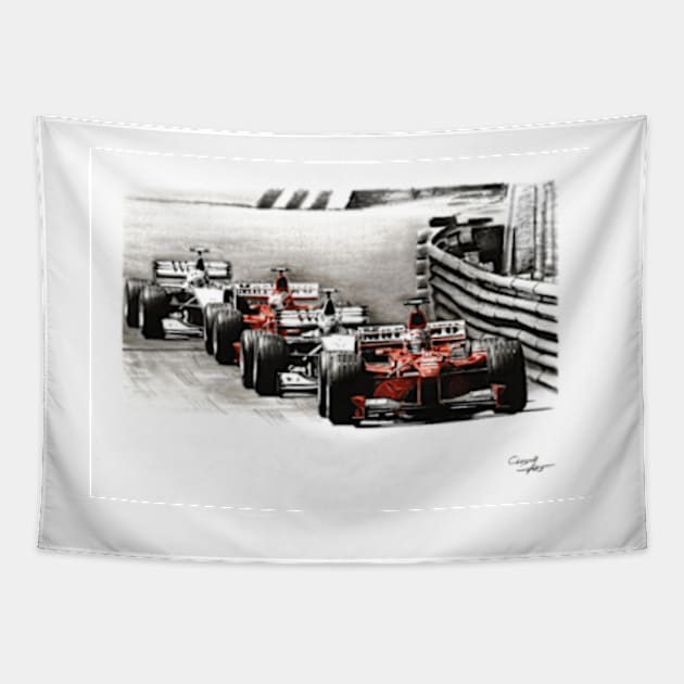 Ferrari f399 Monaco Tapestry by oleynik