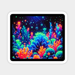 uv reactive Neon Coral Reef Underwater Scene Magnet