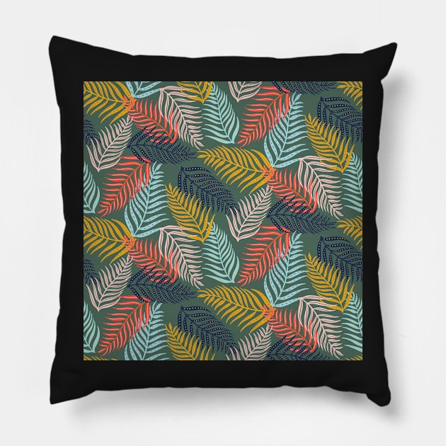 Palm leaf pattern l Pillow by Papergrape