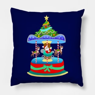 Christmas Merry-Go-Round Reindeer Carousel Pillow