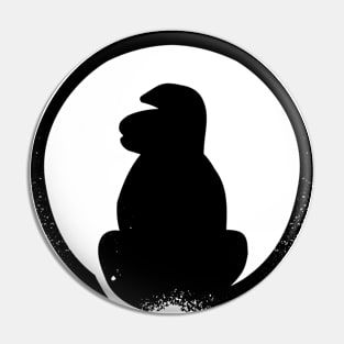 Monkey Sitting Silhouette Doodle Art Pin