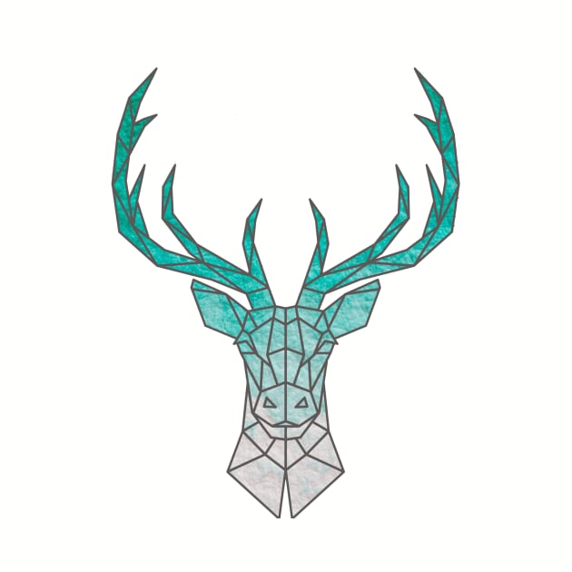Geometric Deer Blue by CloudTerra