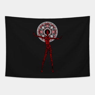 Alien Fashionista Red Black on Black Tapestry