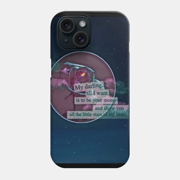 Roses, clouds, vintage, retro, floral, sky, moon, romantic, love, beauty, aesthetic, purple, quote, stars, gifts for her, dream, gift ideas, mother's Day, Phone Case by AGRHouse