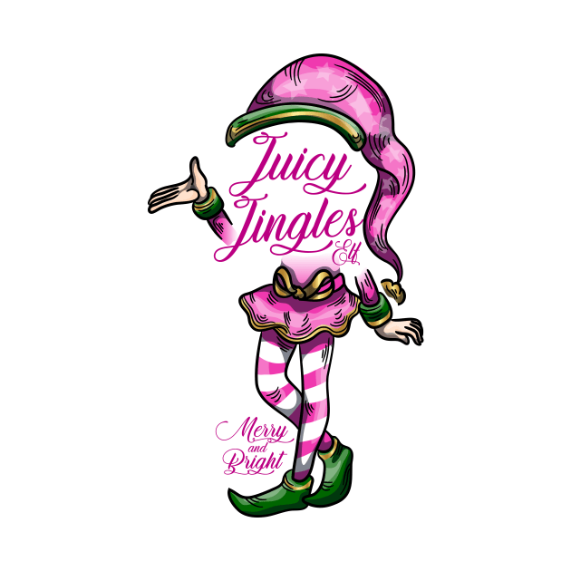 JUICY JINGLES: Bells Bright Christmas Elf Green Gold Jingles Merry Pink by Jake, Chloe & Nate Co.