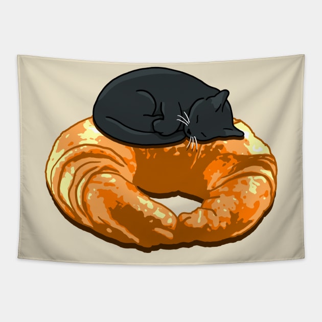 Croissant Black Cat Tapestry by CCDesign