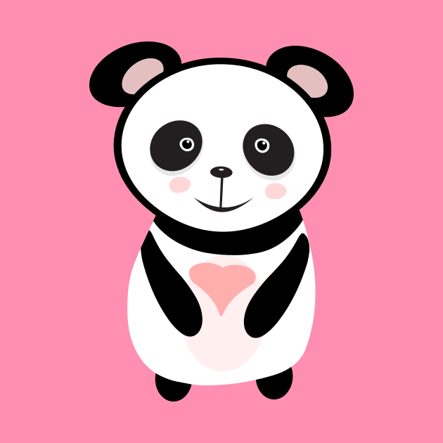 Panda holding love heart by Abdydesigns