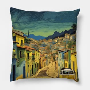 Escadaria Selaron Starry Night Brazil Vintage Tourism Travel Poster Art Pillow