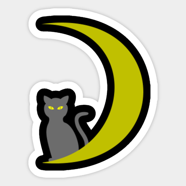 Cat On Crescent Moon Cat Moon Sticker Teepublic