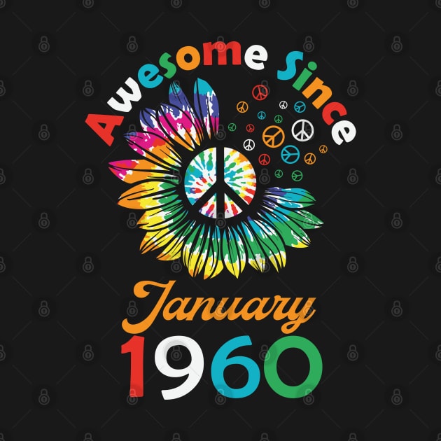 Funny Birthday Quote, Awesome Since January 1960, Retro Birthday by Estrytee