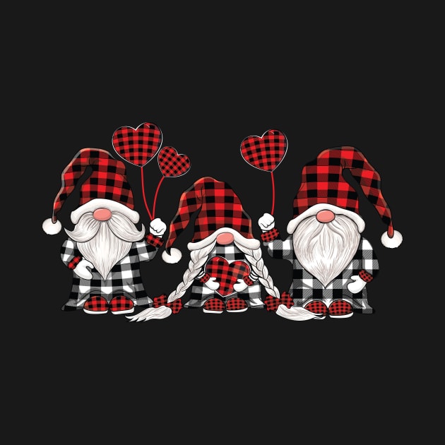 Love Hearts Funny cute Gnomes Valentine's Day Gift Cute reds Buffalo Plaid Pattern Valentines gnome by UNXart