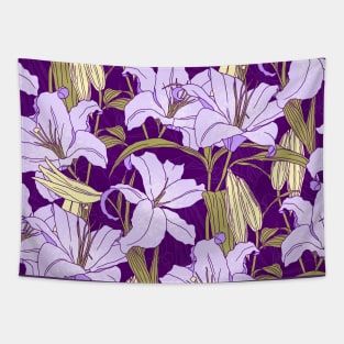 Lilac Dark Summer Lillies Tapestry