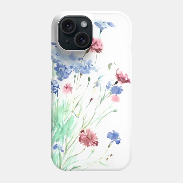 Сornflower herbs illustration Phone Case by GalleryArtField