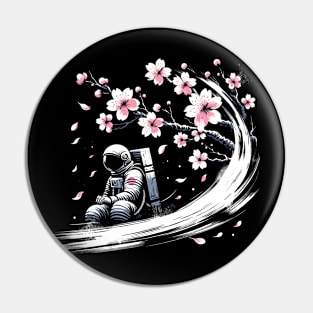 Kawaii Astronaut Outer Space Japanese Sakura Funny Space Pin