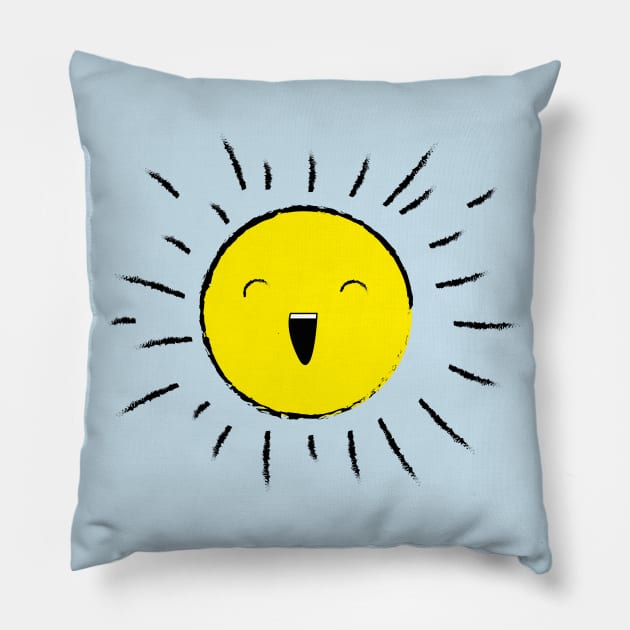 happy laughing cute sun Pillow by JDP Designs